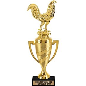 Crown Awards Fighting Rooster Trophy, 14" Gold Cup Fighting Rooster Trophies with Free Personalization Prime