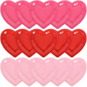 60Pcs Valentine's Day Paper Plates Heart Shaped Disposable Plates Red Pink Decorative Tableware for Holiday Anniversary Birthday Wedding Party Supplies