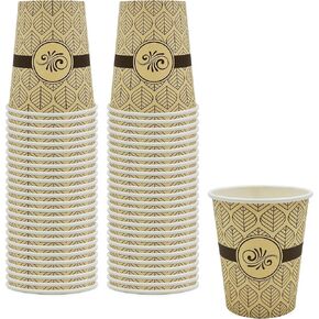 PAMI 8oz Hot Coffee Paper Cups, [Pack of 50]-Disposable, Take-Away For Hot Drinks- Single-Use Paper Glasses For Espresso, Hot Chocolate, Tea- Cute To-Go Hot Beverage Drinking Cups