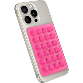 Suction Phone Case Mount, Sillicon Adhesive Phone Accessory for iPhone and Android, Hands-Free Fidget Toy Mirror Shower Phone Holder, Tiktok Videos and Selfies (Pink),(SG001)