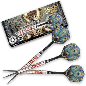 Shot! Darts Steel Tip, Roman Empire Juno Tungsten Barrels Balanced for Maximum Aerodynamics Handcrafted Professional Dart Set and Flights Made in New Zealand, Metal Tip Bar Darts