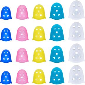20 Pcs Rubber Finger Tips, Silicone Guitar Fingertip Protector Fingertip Protector Caps 5 Sizes Rubber Fingers Tips Guard for Sorting Paper Hand Sewing(Multicolor)