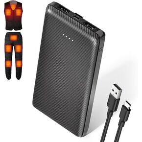 10000mAh Portable Rechargeable Battery Pack with Dual USB Output Ports, 5V 2A Heating for Changing Clothes Battery Pack, Suitable for Heating Vests Jackets Pants-DC1