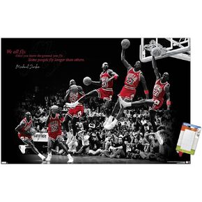 Trends International Michael Jordan - Fly Wall Poster, 22.375" x 34", Premium Poster & Mount Bundle