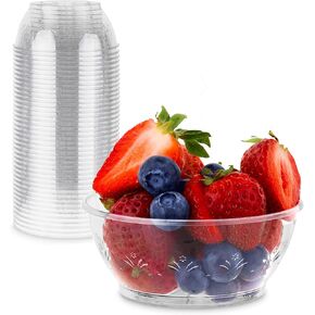 Stock Your Home 50 Count 6oz Elegant Plastic Bowls with Floral Design, Plastic Disposable Bowls for Dessert, Ice Cream, Salsa - Fancy Small Clear Plastic Bowls, Single Serving Bowls for Catering