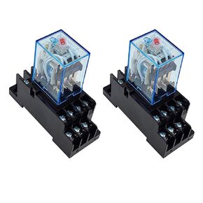AC110V Coil Electromagnetic Power Relay 14 Pins 5A MY4NJ HH54P 4PDT with Socket Base Small Intermediate Relay (2 Pack)