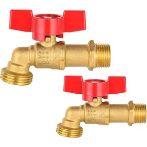 (Pack of 2) EFIELD 1/4-Turn 1/2" MIP ×3/4" MHT Brass Sillcock Hose Bibb Valve For All Purpose, No Lead Brass