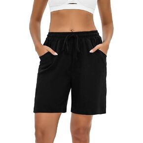 Quenteen Womens Bermuda Shorts Lounge Athletic Shorts Loose Running Shorts Comfy Long Yoga Shorts with Pockets
