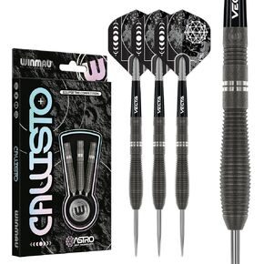 Winmau Darts Callisto Series 90% Professional Tungsten Steel Tip Darts Set with Dart Flights and Dart Shafts (Stems) - Available in Three Styles - 22g, 23g, 24g, 25g & 26g Dart