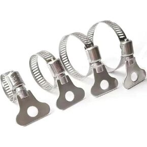 16pcs Mixed Pack 304 Stainless Steel Hose Clamps, Adjustable Thumb Screw Key Type Clamps, (6-12mm, 13-19mm, 19-29mm, 21-44mm) Size 4pcs each, Great for plumbing, automotive and mechanical applications