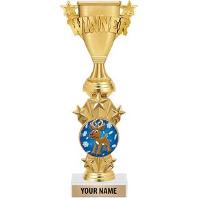 Crown Awards Personalized Winner Holiday Trophies - 10.5" Gold Reindeer Christmas Starburst Trophy Prime