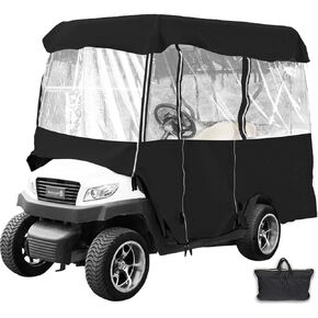 Happybuy Golf Cart Enclosure, 4-Person Golf Cart Cover, 4-Sided Fairway Deluxe, 300D Waterproof Driving Enclosure with Transparent Windows, Fit for EZGO, Club Car, Yamaha Cart