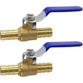2PCS LF Brass 3/4 Inch PEX Barb Full Port Shut Off Ball Valve Pipe Crimp Fitting