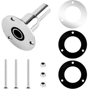 Thru Hull Exhaust Skin, for 24mm Tube Pipe Socket Hardware 316 Stainless Steel Thru Hull Exhaust Fitting Diesel Heater Exhaust Thru Hull for Car Truck Boat, with 3 Gaskets, 3 Bolts, 3 Nuts