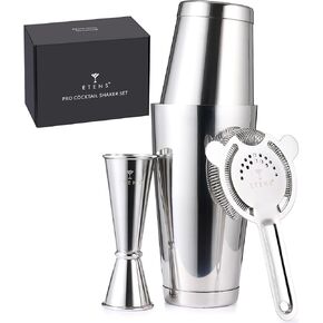 Professional Cocktail Shaker Bartending Kit - Boston Shaker Bar Set: Weighted Shaker Tins, Hawthorne Strainer, Japanese Jigger - Bartender Kit Barware Tools Set for Drink, Stainless Steel