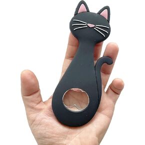 1P Creative Portable Cat Shaped Magnet Bottle Opener, Wine Beer Beverage Drinking Opener Bar Gadget Glass Beer Kitchen Tools Barware for Girls Women (black)