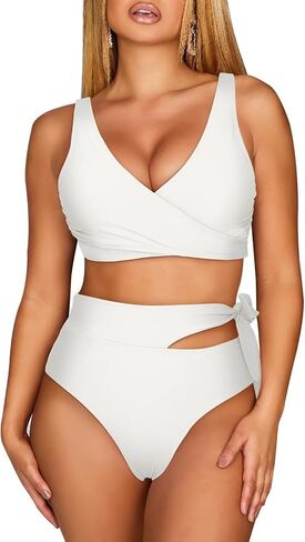 Sovoyontee Womens Criss Cross Bikini Sets Two Piece Swimsuit High Waisted Cheeky Cut Out Bathing Suit in Saudi Arabia