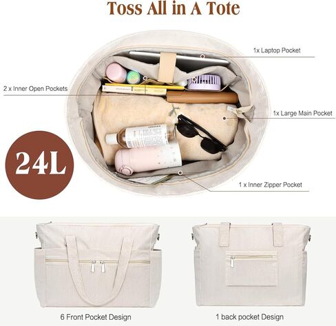 حقيبة كتف نسائية من BKNOOU حقيبة كتف كبيرة مع جيوب بسحاب وحقيبة يد للسفر والعمل والاستخدام اليومي in Kuwait