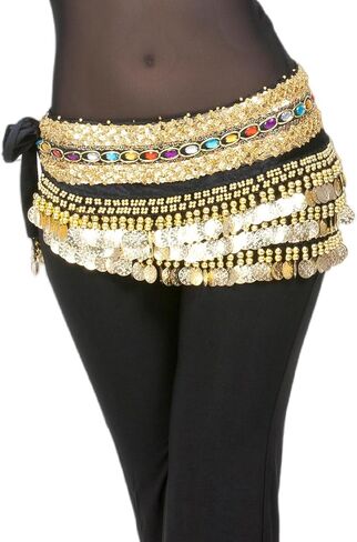 Belly Dance Hip Scarf Skirt Accessories with Gold Coins for Women Rave Outfit in Saudi Arabia