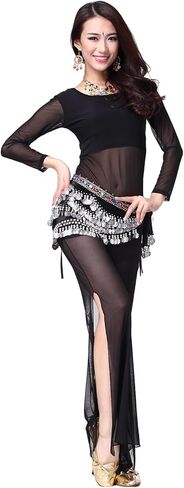 Belly Dance Hip Scarf Skirt Accessories with Gold Coins for Women Rave Outfit in Saudi Arabia