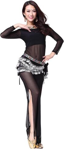 Belly Dance Hip Scarf Skirt Accessories with Gold Coins for Women Rave Outfit in Saudi Arabia