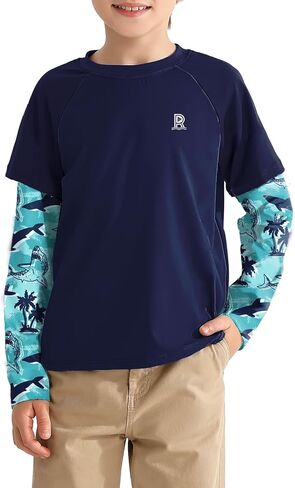 Remimi Unisex Kids Rash Guard SPF 50+ Long Sleeve Sun Shirt 3-12 Years in Kuwait