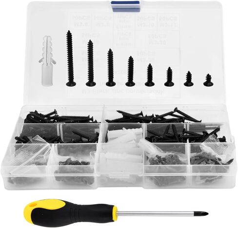 مجموعة المسمار ، طقم تشكيلة مسامير خشبية DIY مع مفك البراغي المغناطيسي ، مرساة المسمار والأنابيب البلاستيكية ، عملية مجلفنة ، للخشب ، الحوائط الجافة ، بوابة الحيوانات الأليفة ، الدرابزين ، سكة النافذة in Kuwait
