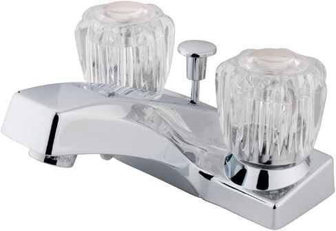 Kingston Brass KB101 Twin Acrylic Handle 4" Centerset Faucet with Pop-Up, Polished Chrome in Kuwait