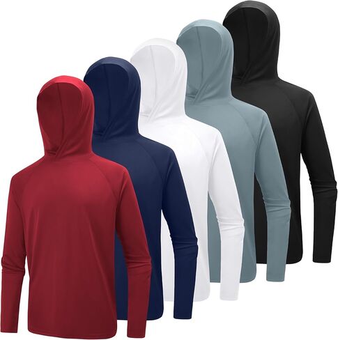 Men's Athletic Hoodies Moisture Wicking Long Sleeve Fishing Shirts UPF Sun Protection Rash Guards Shirts Thumb Hole in Saudi Arabia