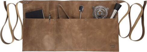 Hide & Drink, Waist Apron, Riveted Pockets, Waitress & Waiter Accessories, Server Shorts, Full Grain Leather, Handmade in Saudi Arabia