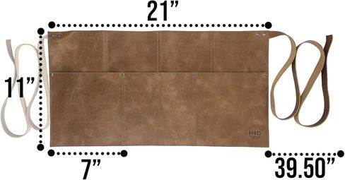 Hide & Drink, Waist Apron, Riveted Pockets, Waitress & Waiter Accessories, Server Shorts, Full Grain Leather, Handmade in Saudi Arabia