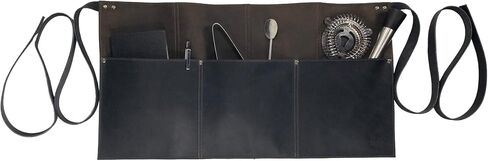 Hide & Drink, Waist Apron, Riveted Pockets, Waitress & Waiter Accessories, Server Shorts, Full Grain Leather, Handmade in Saudi Arabia