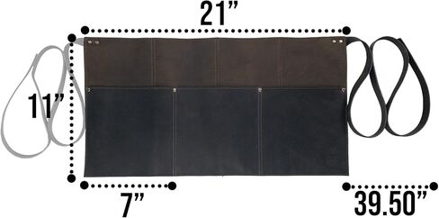 Hide & Drink, Waist Apron, Riveted Pockets, Waitress & Waiter Accessories, Server Shorts, Full Grain Leather, Handmade in Saudi Arabia