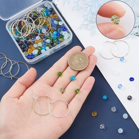 SUNNYCLUE 1 Box 220Pcs 10 Color Included 20Pcs Brass Wine Glass Charm Rings Glass Beads DIY Beaded Wine Tags Identification Making Kit Charm Markers for Drinks Bar Party Favors Tasting Decorations in Saudi Arabia