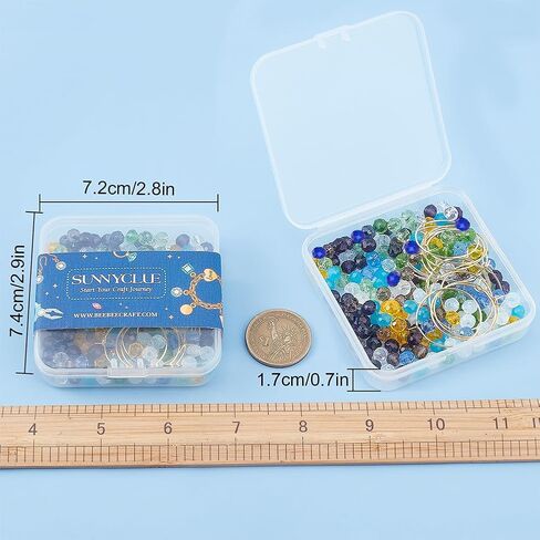 SUNNYCLUE 1 Box 220Pcs 10 Color Included 20Pcs Brass Wine Glass Charm Rings Glass Beads DIY Beaded Wine Tags Identification Making Kit Charm Markers for Drinks Bar Party Favors Tasting Decorations in Saudi Arabia