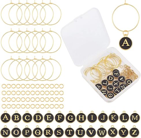 SUNNYCLUE 1 Box 220Pcs 10 Color Included 20Pcs Brass Wine Glass Charm Rings Glass Beads DIY Beaded Wine Tags Identification Making Kit Charm Markers for Drinks Bar Party Favors Tasting Decorations in Saudi Arabia