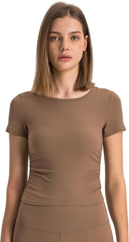 Women's Sport Shirts Short Sleeves Casual Shirts Yoga T Shirts Crew Neck Workout Crop Top in Saudi Arabia