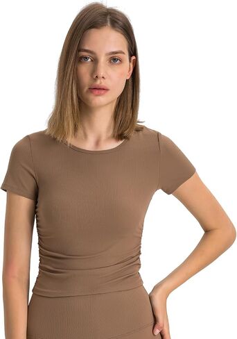 Women's Sport Shirts Short Sleeves Casual Shirts Yoga T Shirts Crew Neck Workout Crop Top in Saudi Arabia