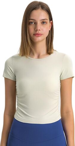 Women's Sport Shirts Short Sleeves Casual Shirts Yoga T Shirts Crew Neck Workout Crop Top in Saudi Arabia