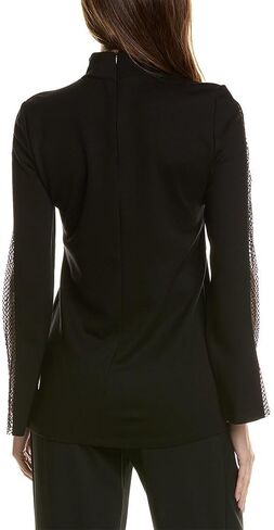 Anne Klein Women's Sernity Knit Ls Zip Back Mock Turtleneck with Fishnet Inset in Saudi Arabia