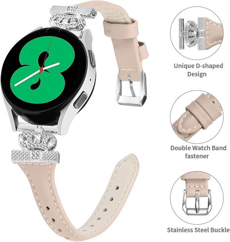 حزام جلدي أصلي مخصص لـ Garmin Vivoactive 5/Vivoactive 3/Venu 2 Plus/Venu Sq 2/Venu Sq 2 Music/Venu ، Vivomove Trend/Sport for Women Bling Bling Diamond Responsing Bands in Kuwait