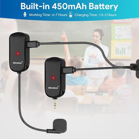 1MII سماعات الرأس اللاسلكية ميكروفون ، نطاق 165 قدم ، 1/4 '' & 1/8 '' ، عمر بطارية لمدة 7 ساعات ، ميكروفت سماعات الرأس اللاسلكية و MIC 2 في 1 ، لمكبرات الصوت ، مكبرات الصوت ، PA ، التدريس in Kuwait