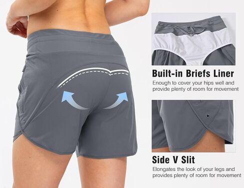 TBMPOY Women's Swim Board Shorts with Zipper Pockets 5'' High Waisted Bathing Suit Swimwear Quick Dry Beach Short in Saudi Arabia