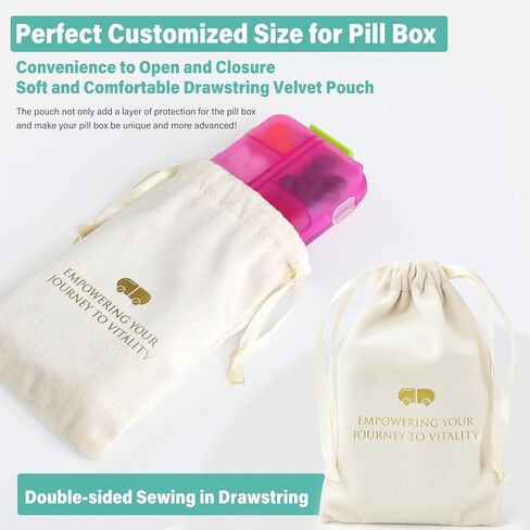 1 Pack Travel Handy Pill Organizer/Holder Box w Labels & 1 Drawstring Pouch, Small 10 Compartments Pocket Pharmacy Portable Medicine Container Case - Daily Weekly Medication Organizer - Purple in Saudi Arabia