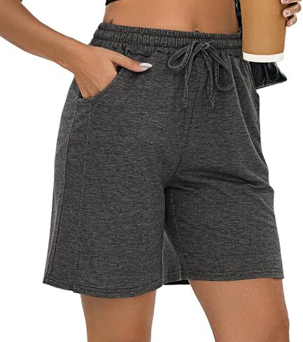 Quenteen Womens Bermuda Shorts Athletic Loose Running Comfy Long Yoga Shorts with Pockets in Saudi Arabia