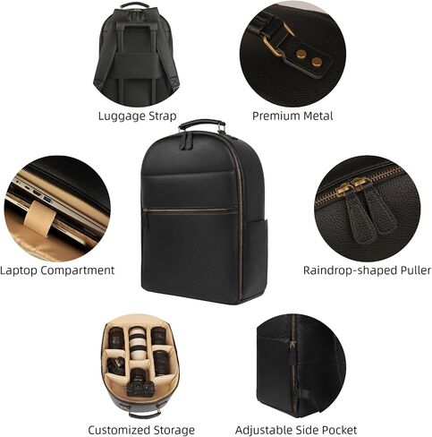 Camera Backpack Classic Leather 25L with 16 inch Laptop Compartment, Professional Camera Bag for Photographers for DSLR DBB1-25L-Brown in Kuwait