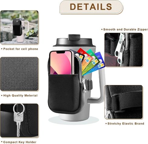 ALienlab Multifunctional Water Bottle Pouch for Stanley Cups with Adjustable Strap, Gym Accessories for Women, Sports Water Bottle Accessories, Tumbler Pouch for Cards, Keys, Wallet, Earphone, etc in Saudi Arabia