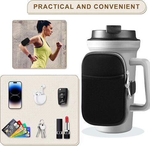 ALienlab Multifunctional Water Bottle Pouch for Stanley Cups with Adjustable Strap, Gym Accessories for Women, Sports Water Bottle Accessories, Tumbler Pouch for Cards, Keys, Wallet, Earphone, etc in Saudi Arabia