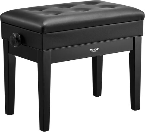 VEVOR Piano Bench, 22" x 13" x 19.3", Keyboard Piano Chair with 19.3"-22.8" Adjustable Height, Padded Cushion, Storage Compartment for Music Books, Wooden Piano Stool Seat, for Vanity, Living Room in Saudi Arabia