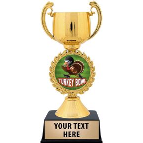Crown Awards Personalized Turkey Bowl Trophy, 7.25" Gold Cup Turkey Bowl Trophies with Free Custom Engraving Prime